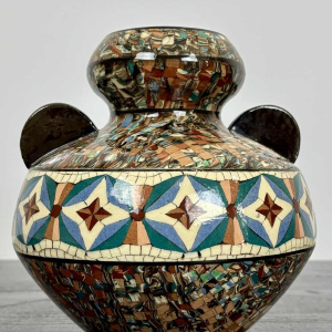Jean Gerbino à Vallauris, vase boule à oreilles Art Déco en céramique, ca 1940-1950