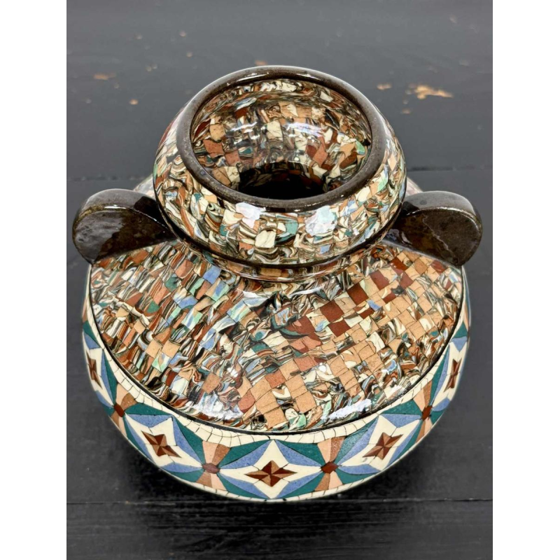 Jean Gerbino à Vallauris, vase boule à oreilles Art Déco en céramique, ca 1940-1950