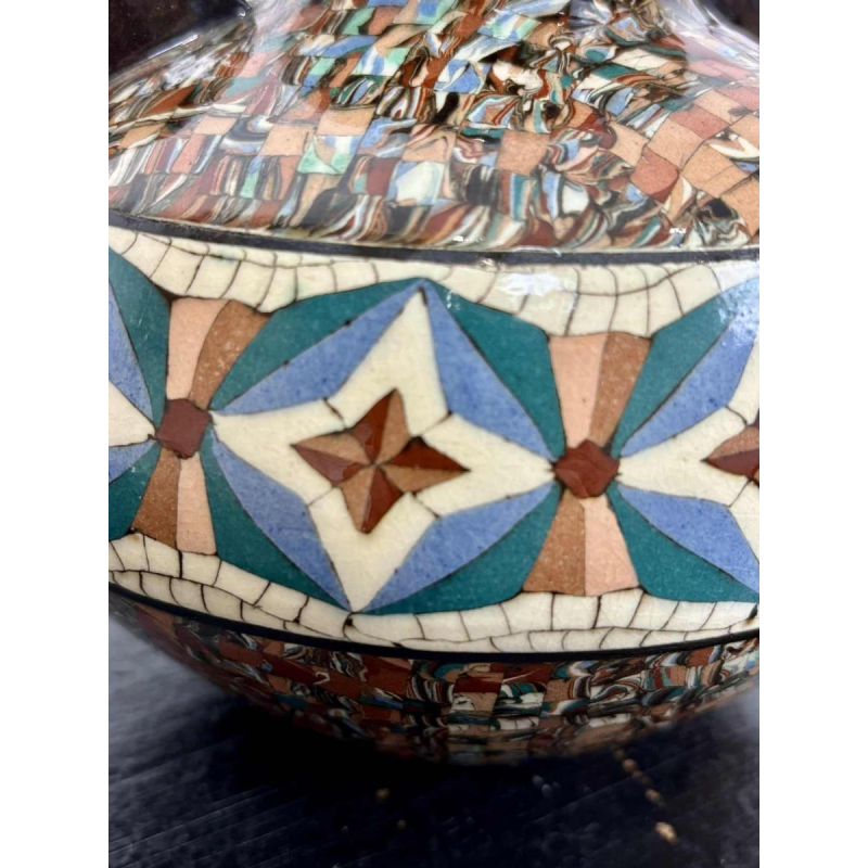 Jean Gerbino in Vallauris, Art Deco ceramic bowl vase with handles, ca. 1940-1950