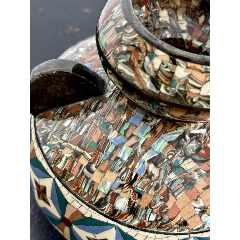 Jean Gerbino in Vallauris, Art Deco ceramic bowl vase with handles, ca. 1940-1950