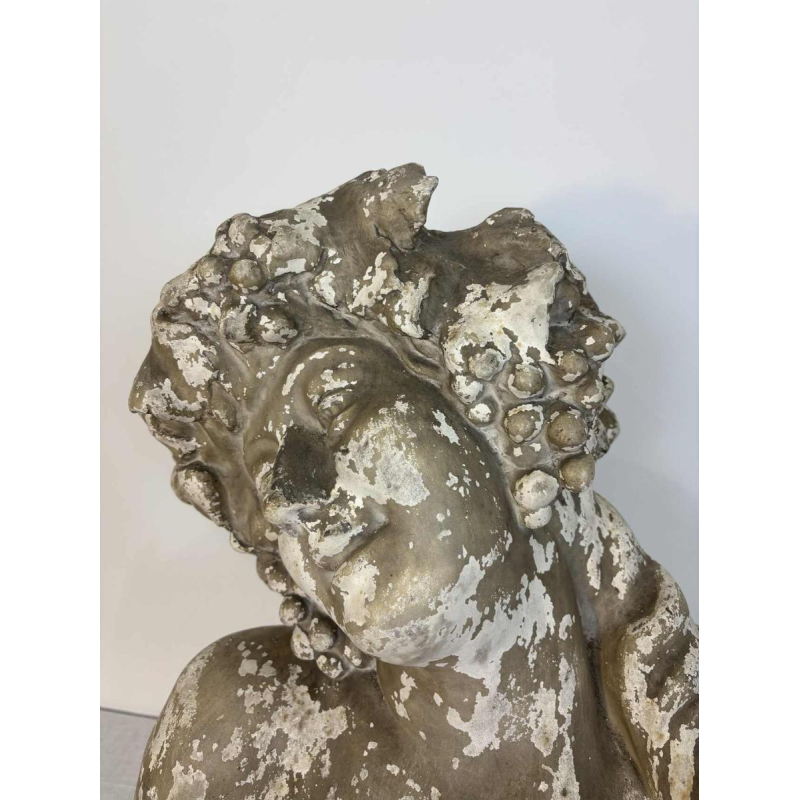 Large bust of Bacchante in patinated plaster, signed, Belgium early 20th century