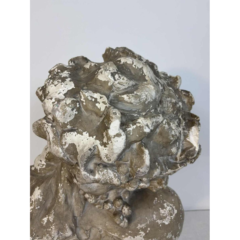 Large bust of Bacchante in patinated plaster, signed, Belgium early 20th century