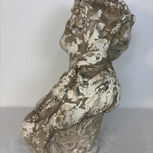 Large bust of Bacchante in patinated plaster, signed, Belgium early 20th century