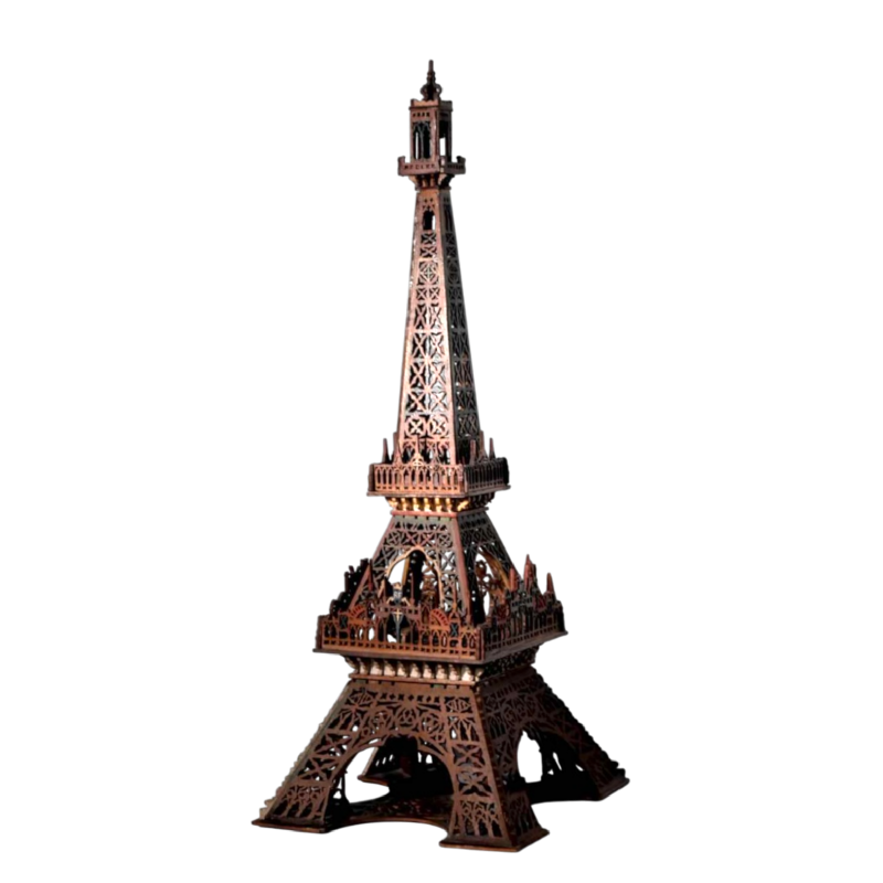 Grande Tour Eiffel en bois découpé et polychrome, art populaire Français, ca 1900