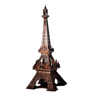 Grande Tour Eiffel en bois découpé et polychrome, art populaire Français, ca 1900
