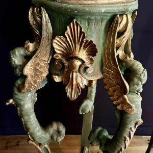 Pair of gilded and painted wood saddles, Italy early 20th century