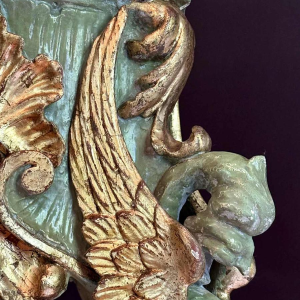 Pair of gilded and painted wood saddles, Italy early 20th century