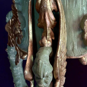 Pair of gilded and painted wood saddles, Italy early 20th century