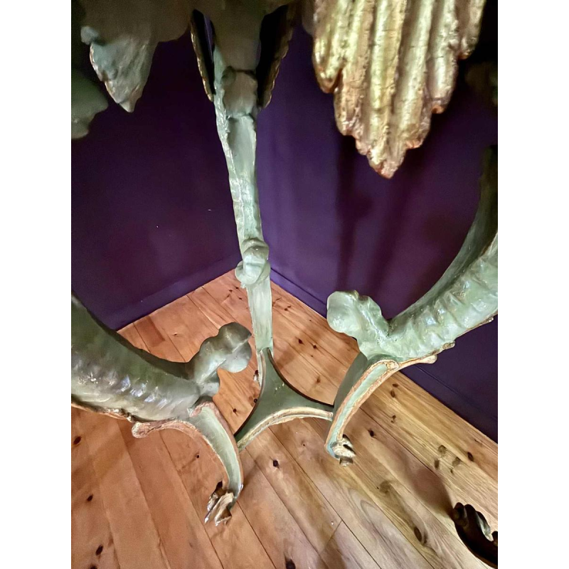 Pair of gilded and painted wood saddles, Italy early 20th century