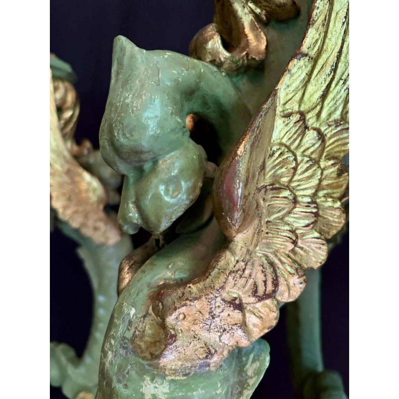 Pair of gilded and painted wood saddles, Italy early 20th century