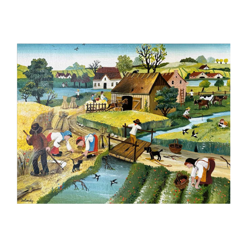 Marie-Louise BATARDY « Summer » painting acrylic on canvas, ca 1980