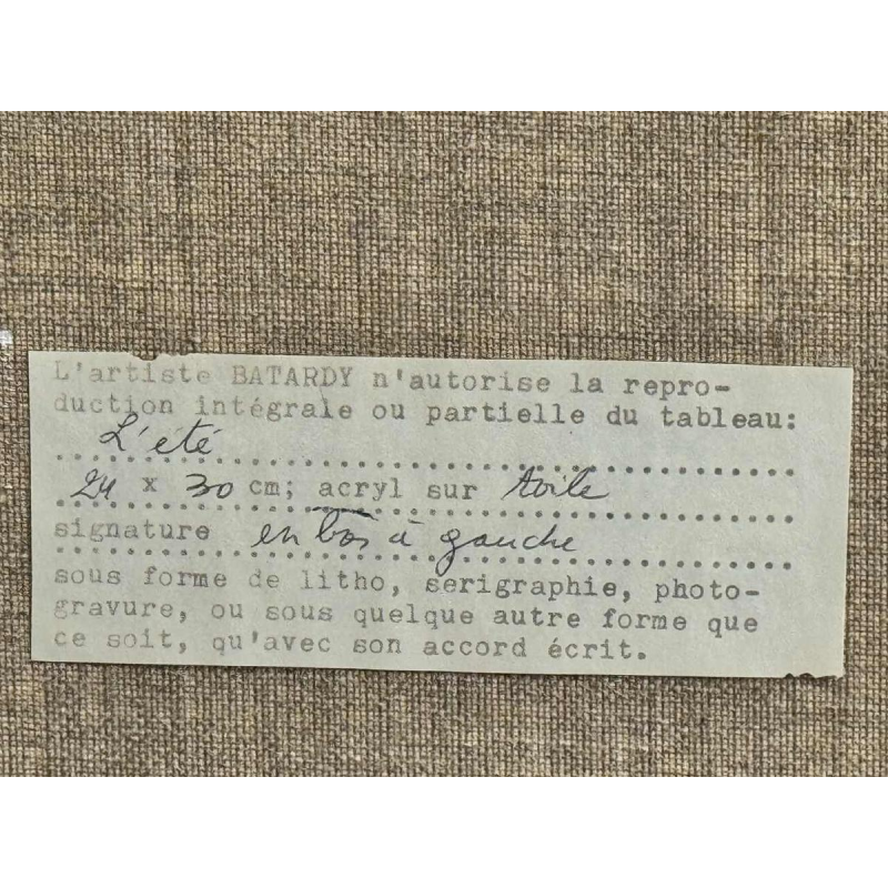 Marie-Louise BATARDY « Summer » painting acrylic on canvas, ca 1980