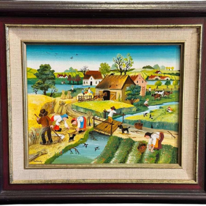 Marie-Louise BATARDY « L’été » peinture acrylique sur toile, ca 1980