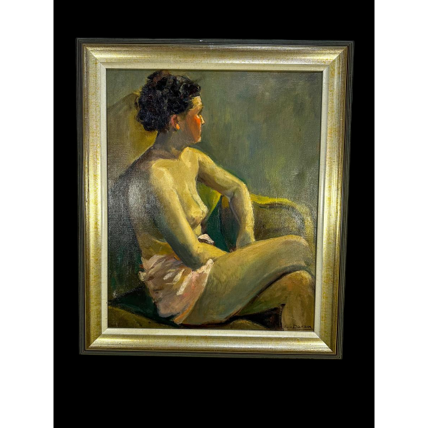 Irène Barsin, Vrouwelijk naakt, olieverf op doek, 20e eeuw