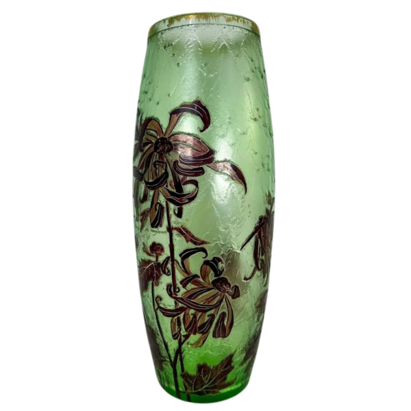 Montjoye "Isabelle Debacker", vase Art Nouveau aux chrysanthèmes, début XXe s