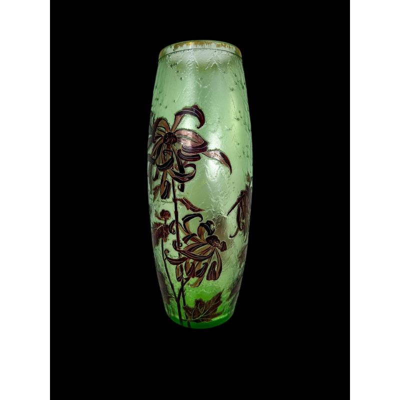 Montjoye "Isabelle Debacker", vase Art Nouveau aux chrysanthèmes, début XXe s