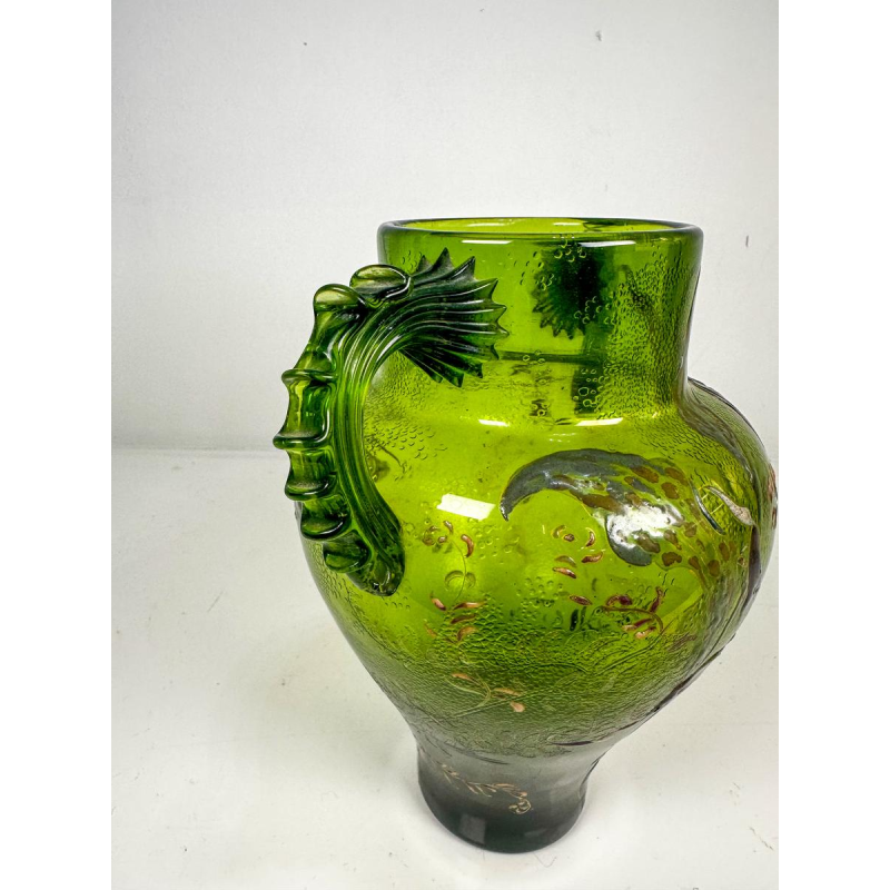 Balustervaas van Emile Gallé "Serie C", grasgroen, versierd met orchideeën, ca. 1890