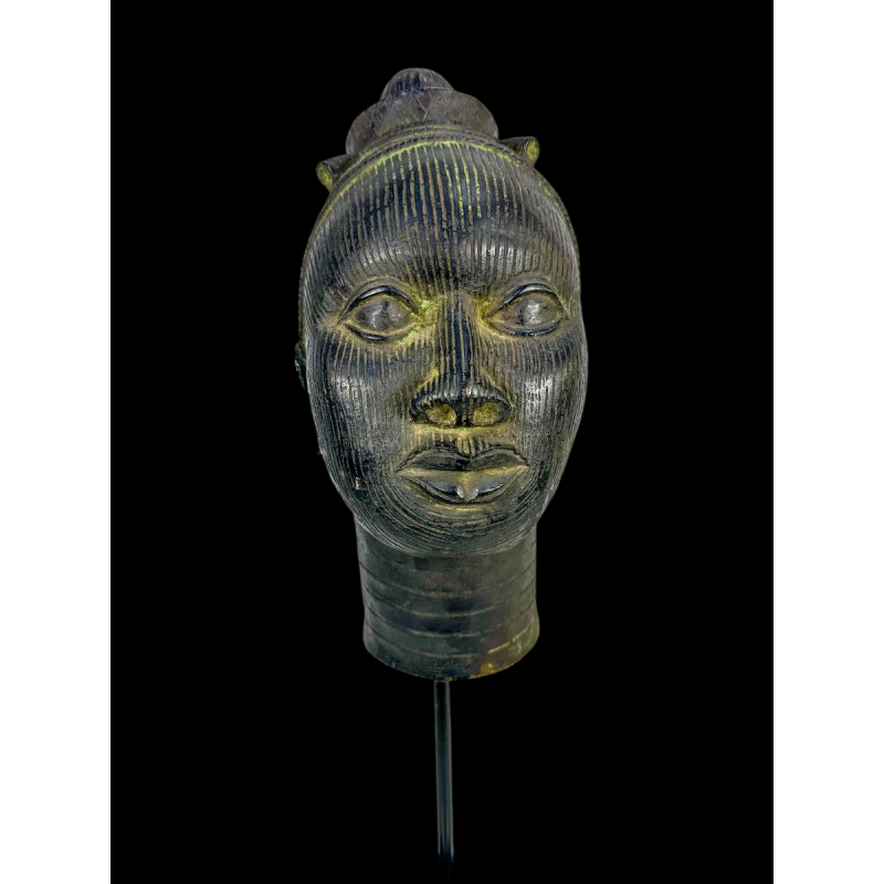 African bronze head, of Yoruba origin