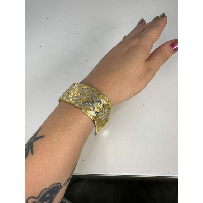 3-kleurige gouden armband, "slangenhuid" mesh