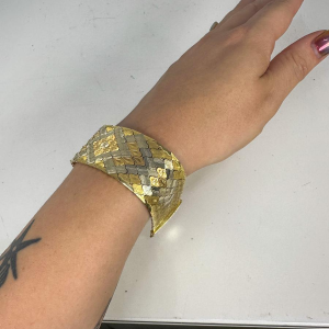 3-kleurige gouden armband, "slangenhuid" mesh