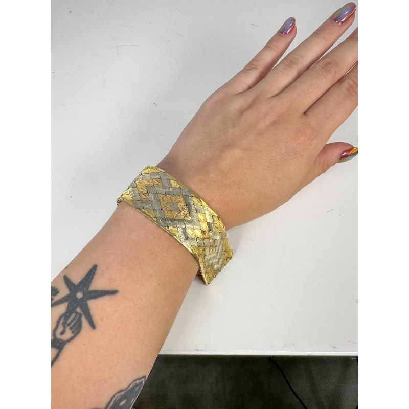 3-tone gold bracelet, "snakeskin" mesh