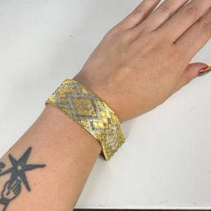 Bracelet 3 ors, maille "peau de serpent"