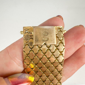 3-kleurige gouden armband, "slangenhuid" mesh