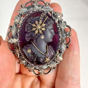 Antique cameo, amethyst, gold and silver, 18th century