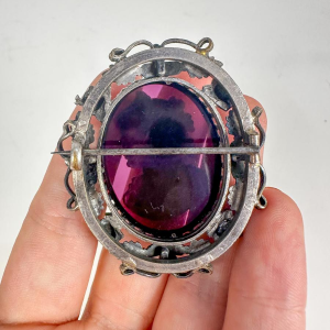 Antieke camee, amethist, goud en zilver, 18e eeuw