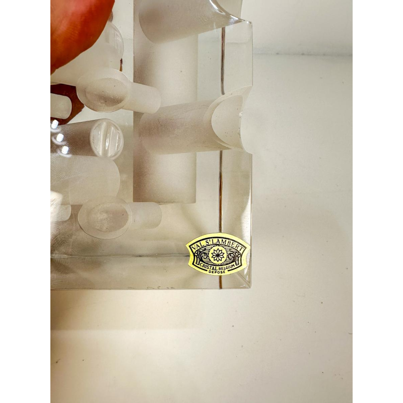 Georges Collignon pour Val Saint-Lambert, sculpture en cristal abstraite N54/200