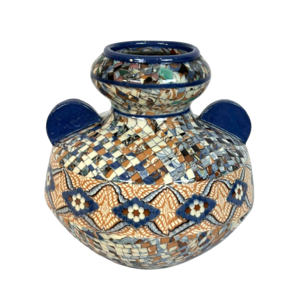 Jean Gerbino in Vallauris, large ball vase with ears, mosaic-type ceramic, ca 1930