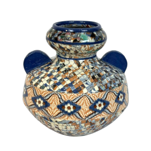 Jean Gerbino in Vallauris, large ball vase with ears, mosaic-type ceramic, ca 1930