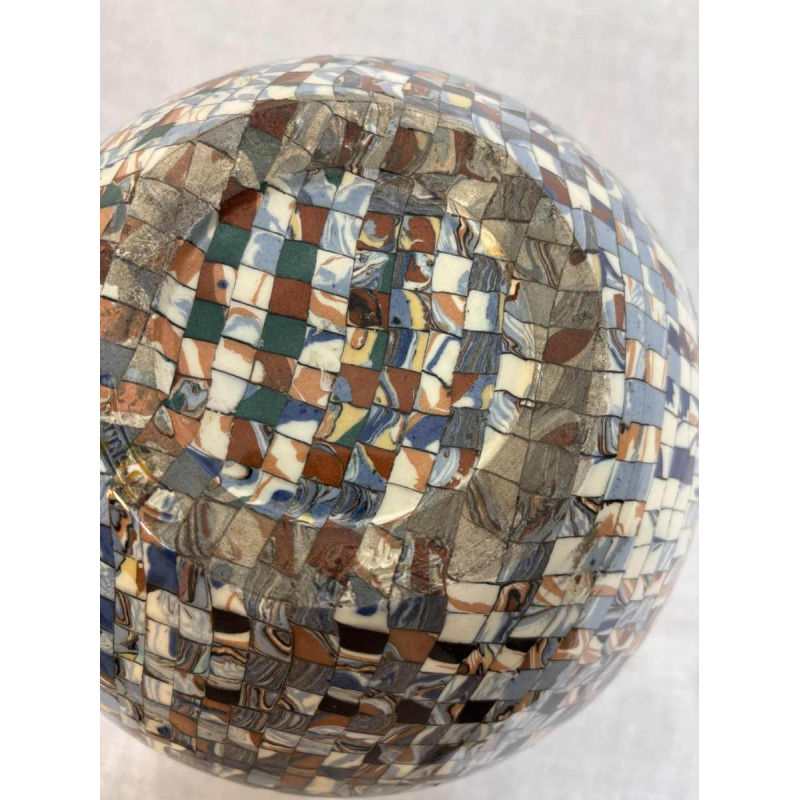 Jean Gerbino à Vallauris, grand vase boule à oreilles, céramique type mosaïque, ca 1930