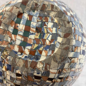 Jean Gerbino in Vallauris, large ball vase with ears, mosaic-type ceramic, ca 1930