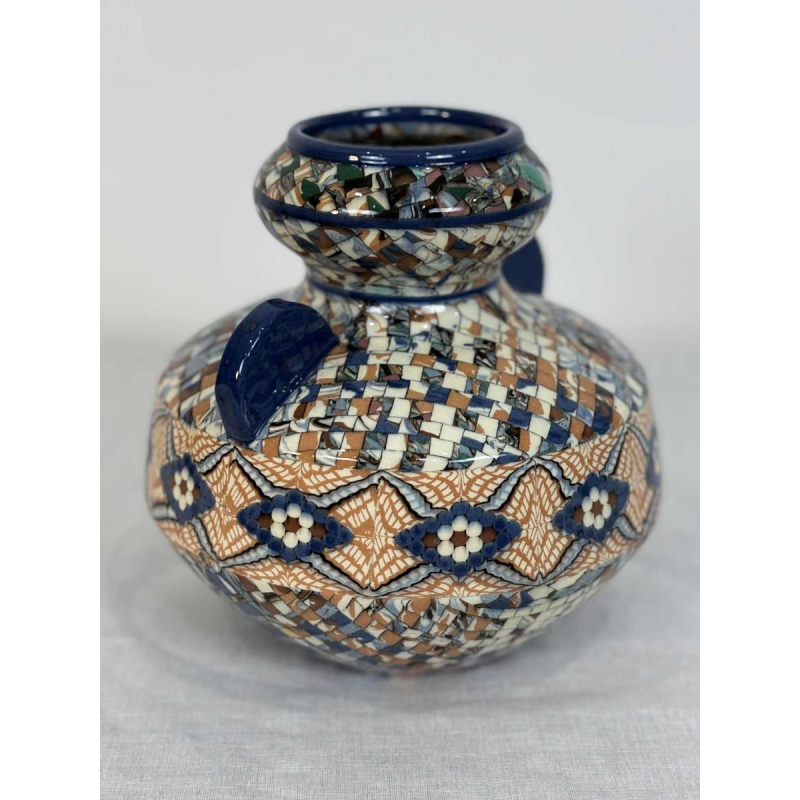 Jean Gerbino à Vallauris, grand vase boule à oreilles, céramique type mosaïque, ca 1930