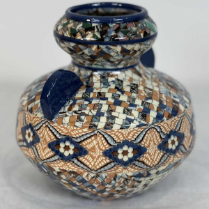 Jean Gerbino in Vallauris, large ball vase with ears, mosaic-type ceramic, ca 1930