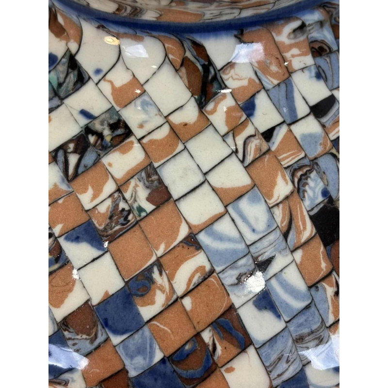 Jean Gerbino in Vallauris, grote bolvaas met oren, mozaïek-type keramiek, ca 1930