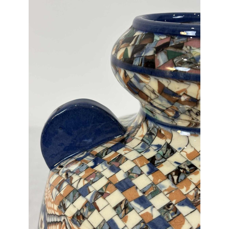 Jean Gerbino à Vallauris, grand vase boule à oreilles, céramique type mosaïque, ca 1930