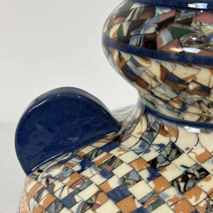 Jean Gerbino in Vallauris, large ball vase with ears, mosaic-type ceramic, ca 1930