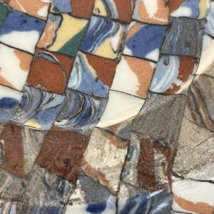 Jean Gerbino in Vallauris, large ball vase with ears, mosaic-type ceramic, ca 1930