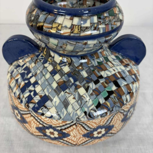 Jean Gerbino in Vallauris, large ball vase with ears, mosaic-type ceramic, ca 1930