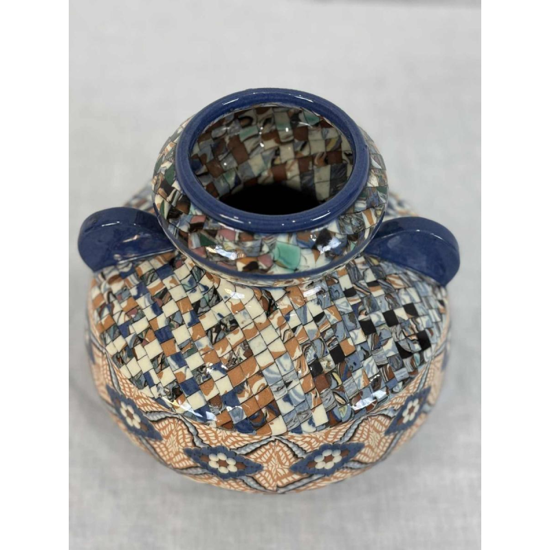 Jean Gerbino in Vallauris, large ball vase with ears, mosaic-type ceramic, ca 1930