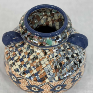 Jean Gerbino à Vallauris, grand vase boule à oreilles, céramique type mosaïque, ca 1930
