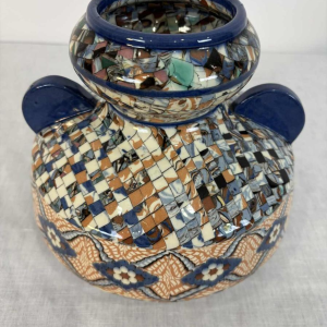 Jean Gerbino in Vallauris, large ball vase with ears, mosaic-type ceramic, ca 1930