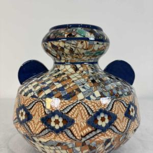 Jean Gerbino à Vallauris, grand vase boule à oreilles, céramique type mosaïque, ca 1930