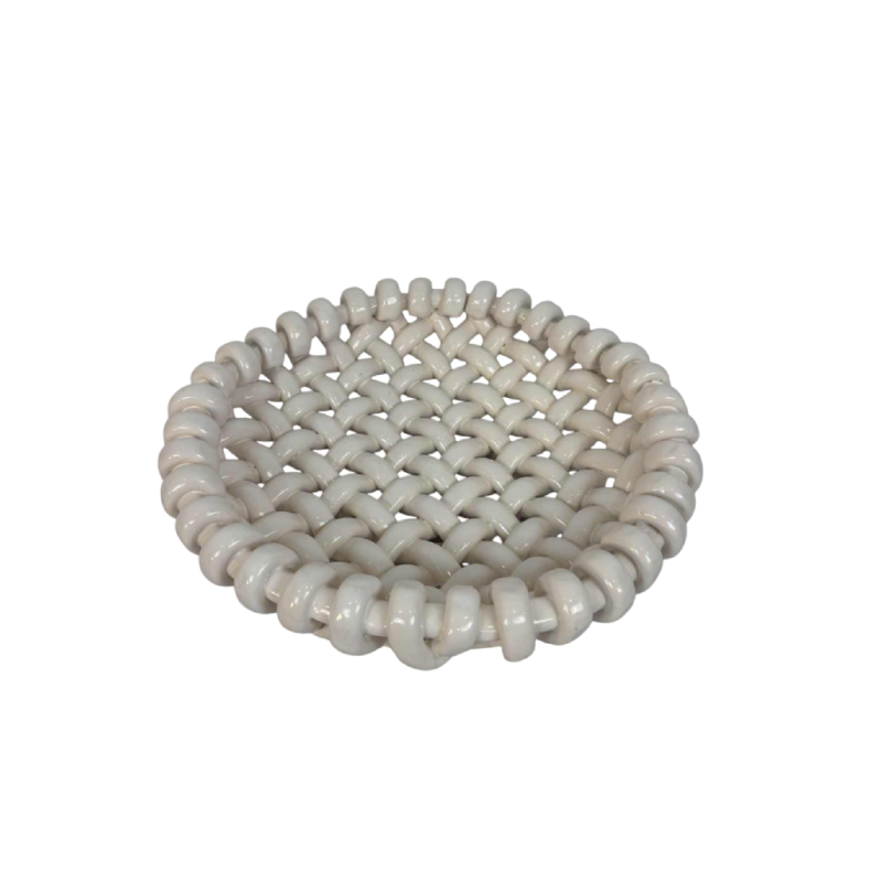 Jérôme Massier à Vallauris, grande corbeille ajourée en céramique blanche, XXe s