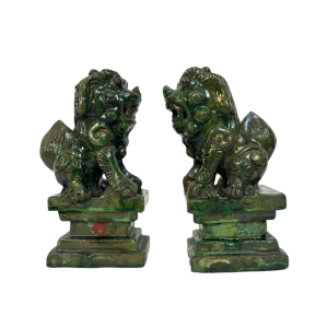 Pair of green glazed ceramic Fô dogs, China 19th century