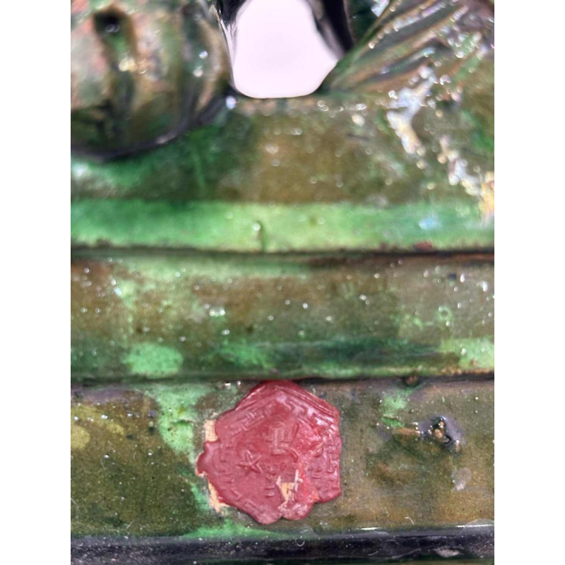 Pair of green glazed ceramic Fô dogs, China 19th century