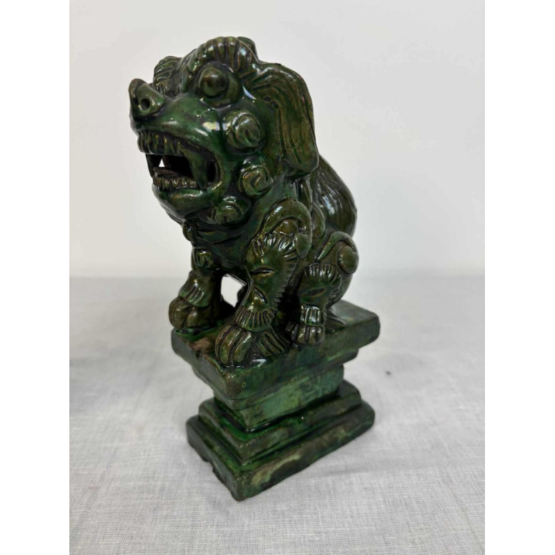 Pair of green glazed ceramic Fô dogs, China 19th century