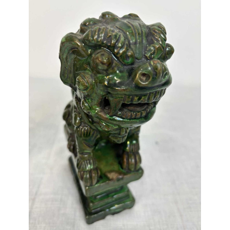 Pair of green glazed ceramic Fô dogs, China 19th century
